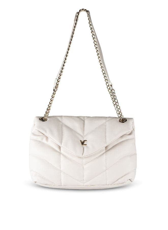 Vi20439951 Quilted Beige Chain Shoulder Bag - Image 1