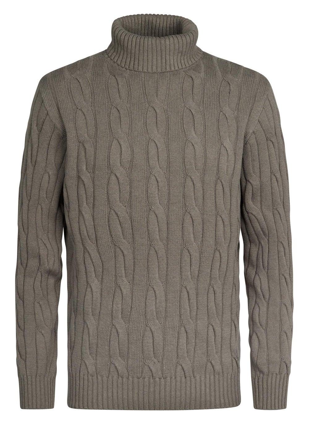 Men’s Cotton Half-Zip Sweater 6174 Mossy Stone - Image 1