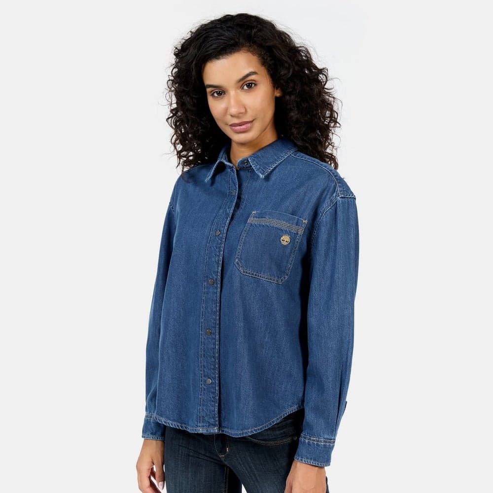 Timberland Refibra Denim Shirt Women’s Blue Collared Classic - Image 1