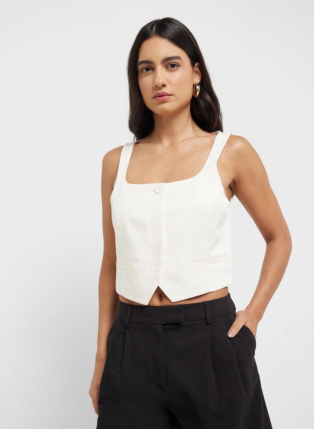 Linen-Blend Tailored Waistcoat 17061153 - Image 1