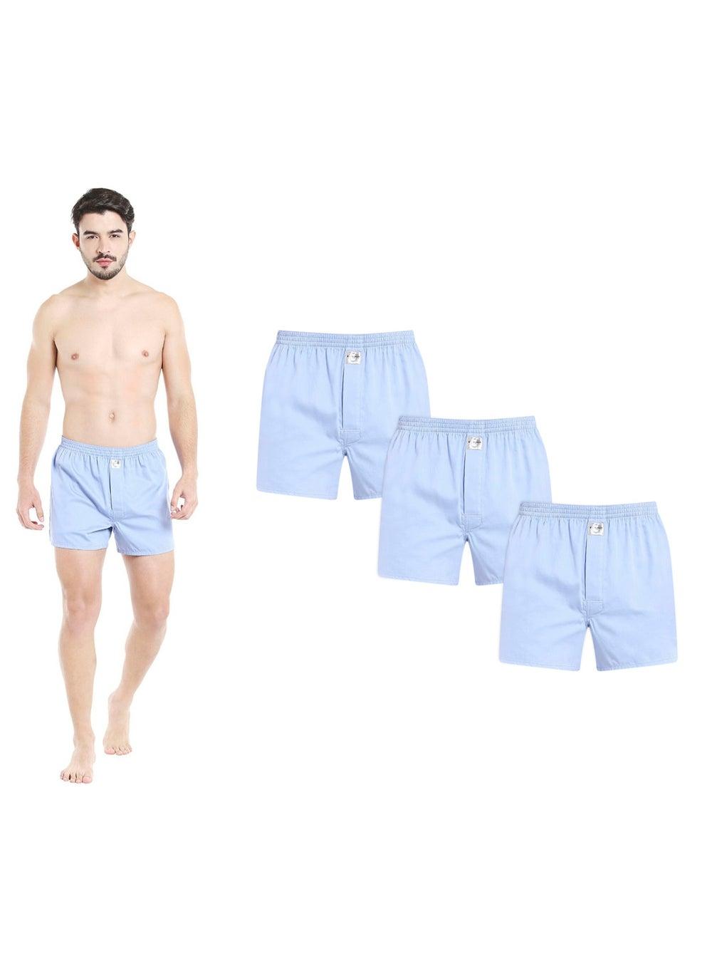 Men’s Light Blue Cotton Boxer Shorts 3-Pack Byl6095 - Image 1
