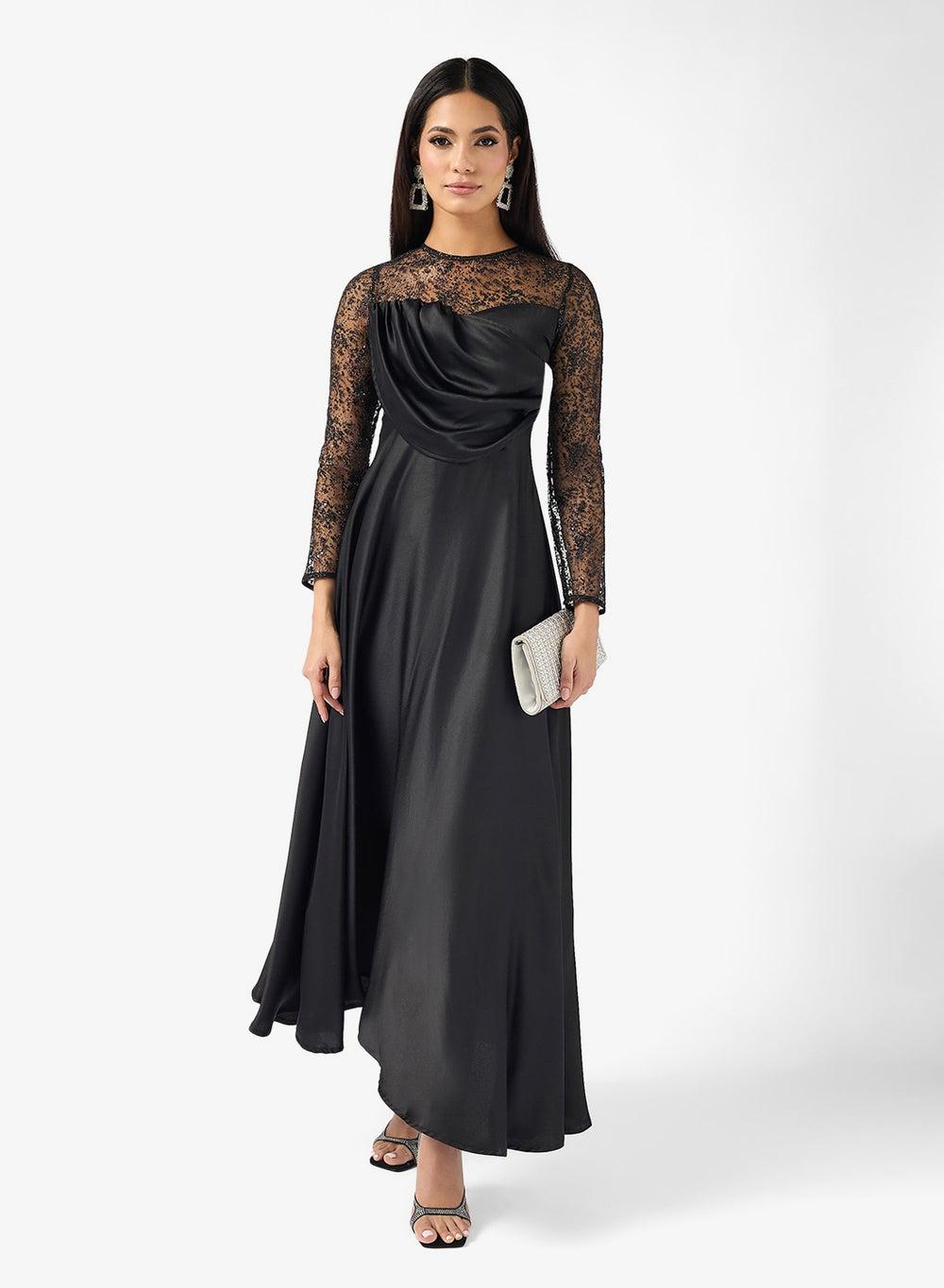 Ma0503134 Embellished Black Maxi Dress Sweetheart Silhouette - Image 1