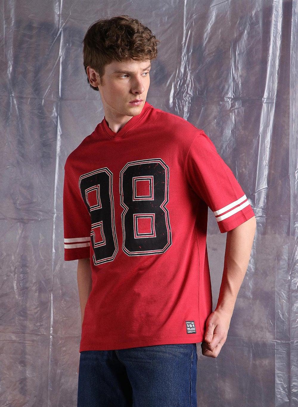 Holmer Graphic V-Neck Oversized Cotton T-Shirt - Image 1