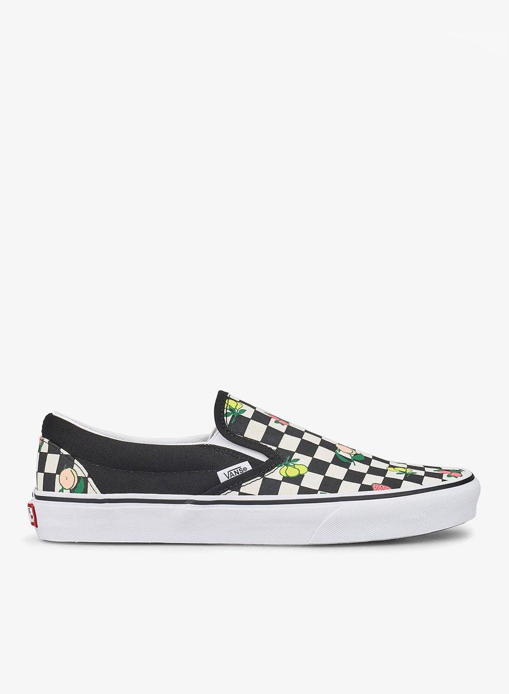 Fruit Checkerboard Slip-On Canvas Sneakers Black - Image 1