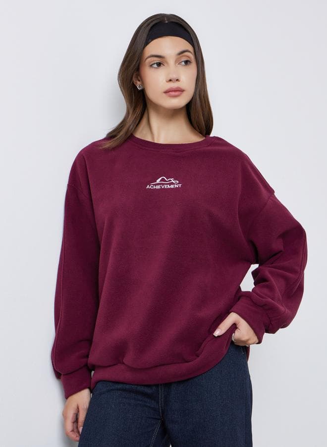 Maroon Embroidered Sweatshirt – Classic Casual Fit - Image 1