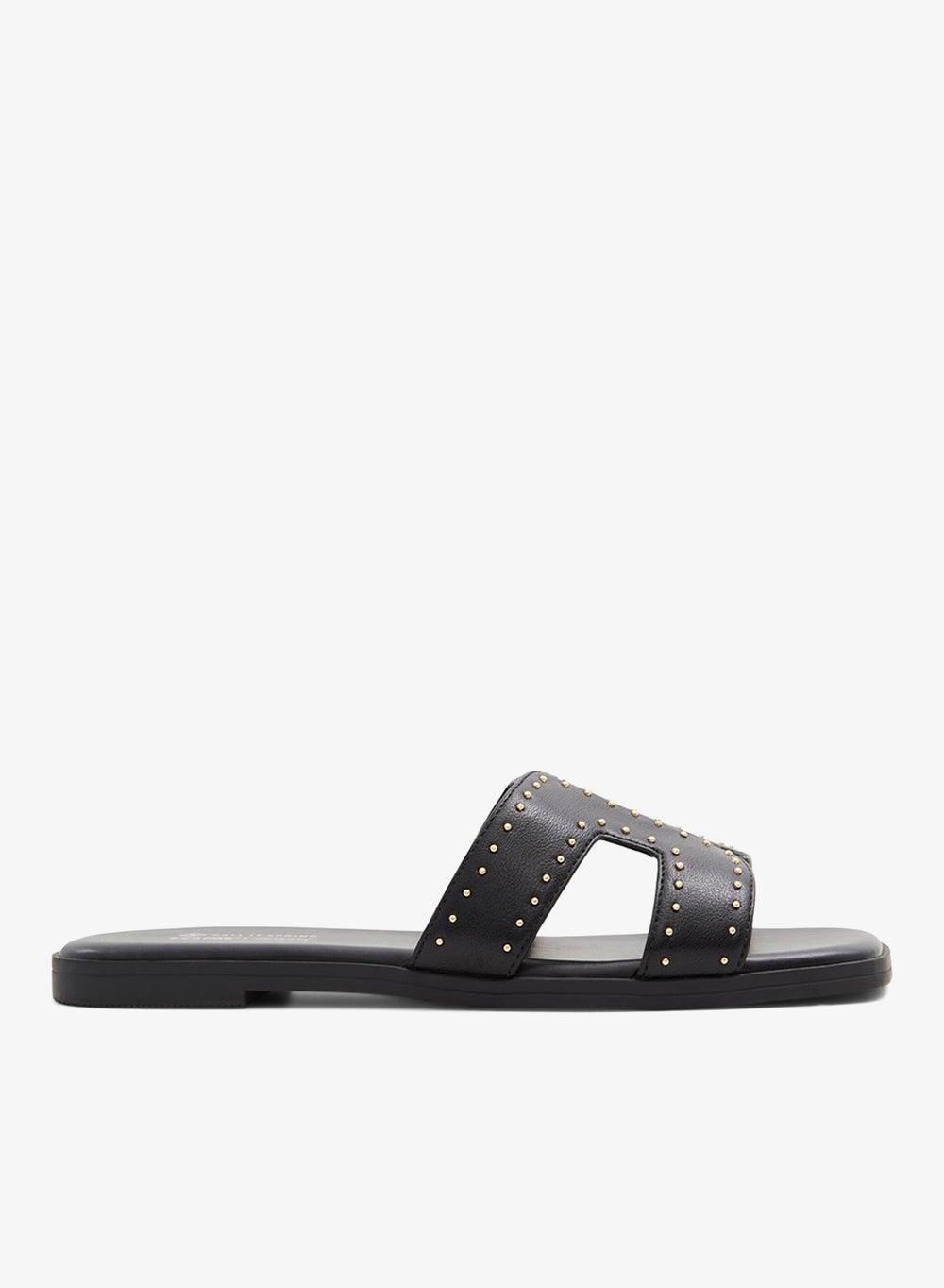 Haylee007 Leather Flat Sandals in Classic Black - Image 1