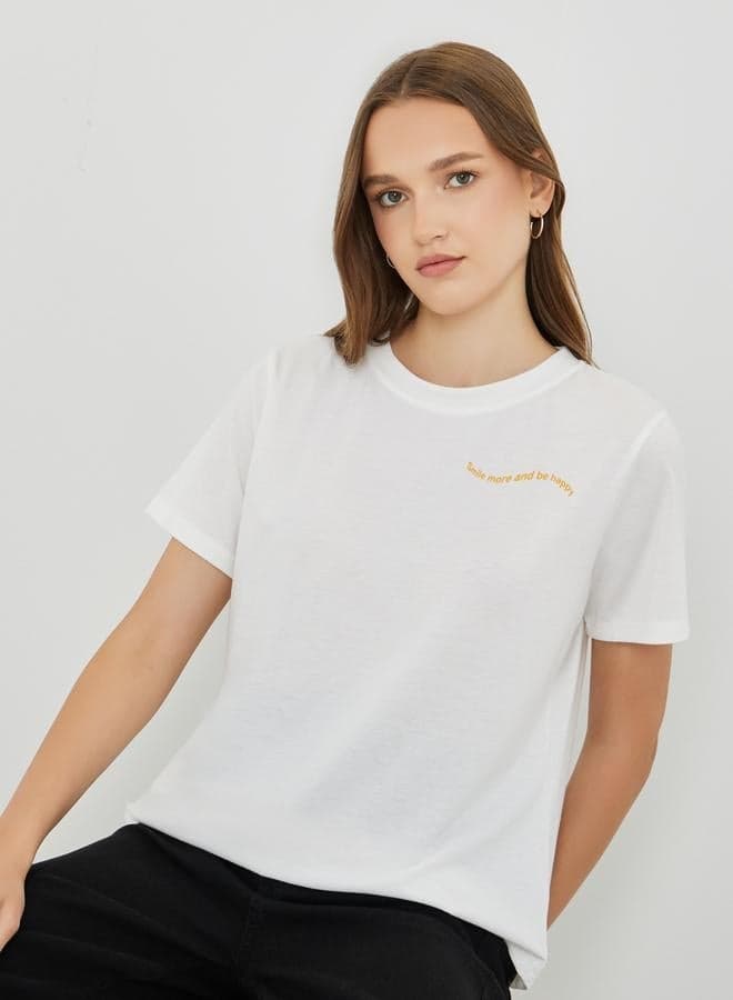 Take Two Slogan Print Classic White T-Shirt - Image 1