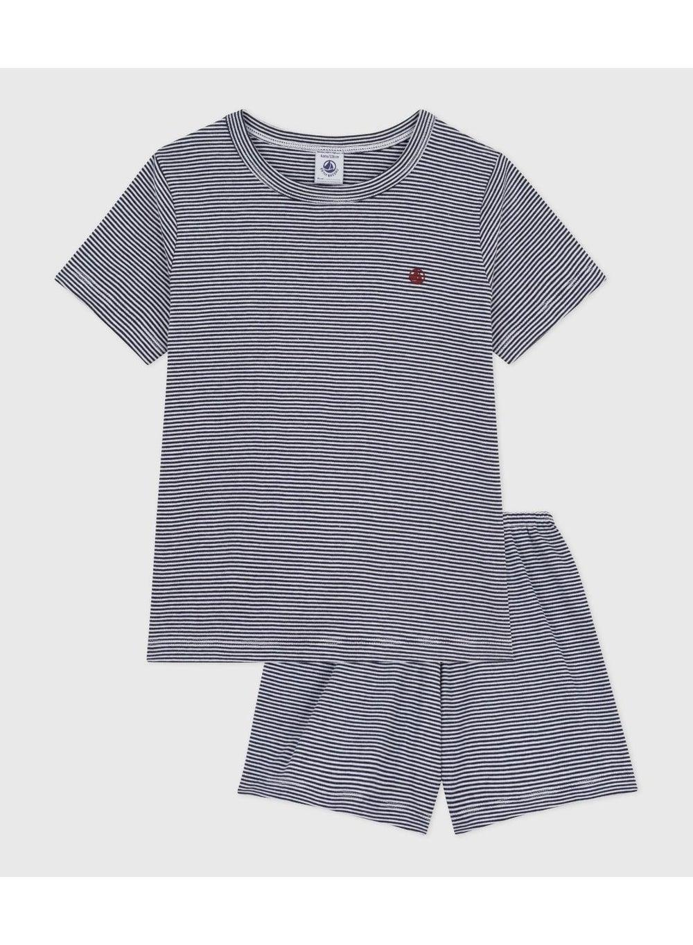 Children’s Striped Cotton Pyjamas in Soft Rib Knit - Image 1