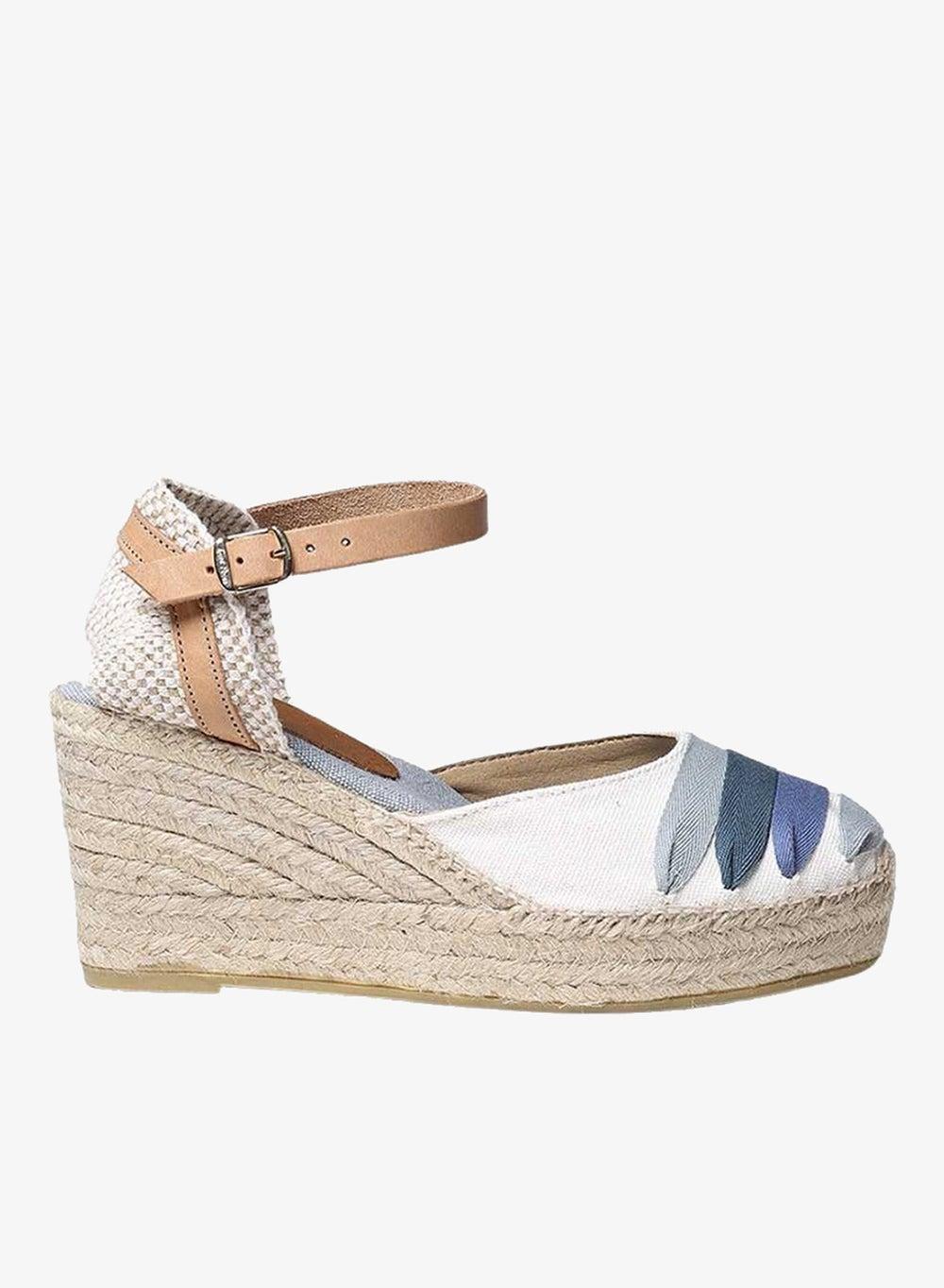 Lola-CM Blue Cotton Espadrille Wedge Heels - Image 1