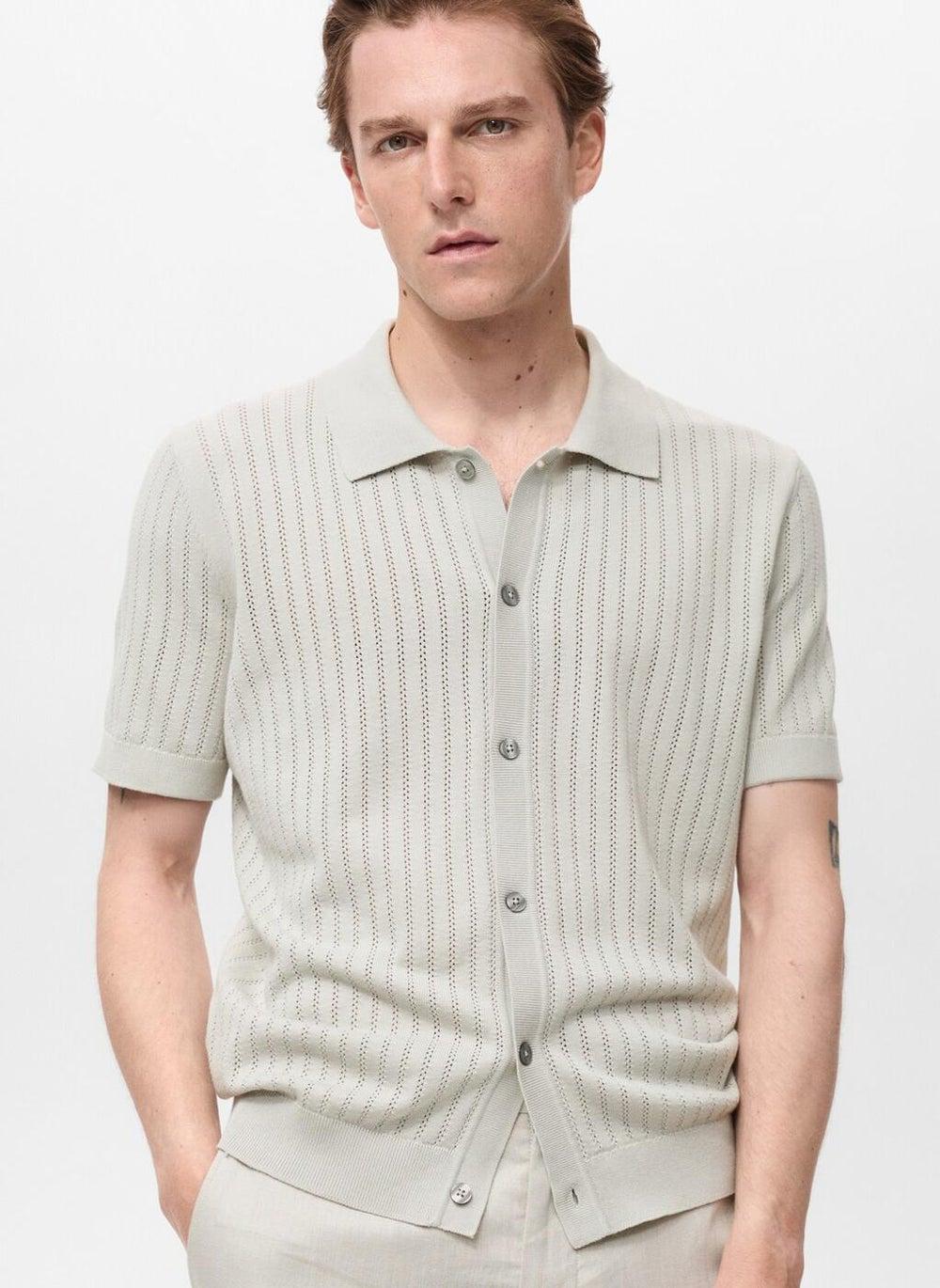 Mango Man Open-Work Cotton Shirt 17041243 03 - Image 1
