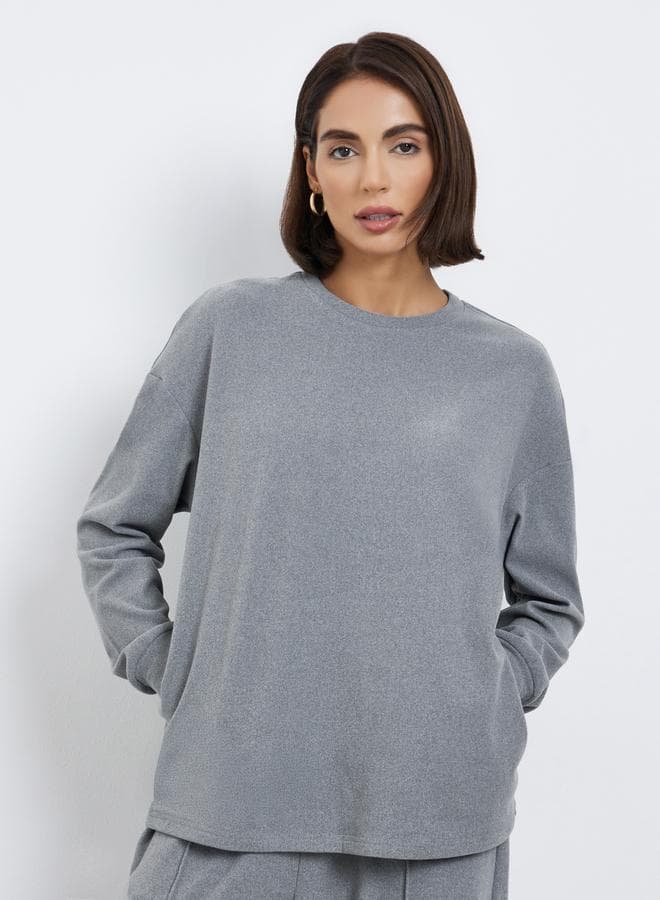 Styli Grey Oversized Longline Sweatshirt - Image 1