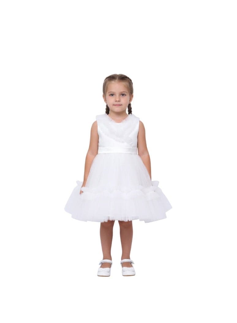 D'Daniela White Tiered Tulle Party Dress - Image 1