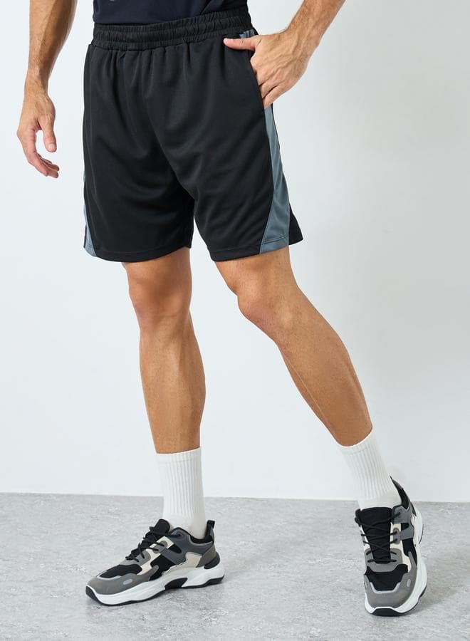 Men’s Black Color Block Training Shorts Regular Fit - Image 1