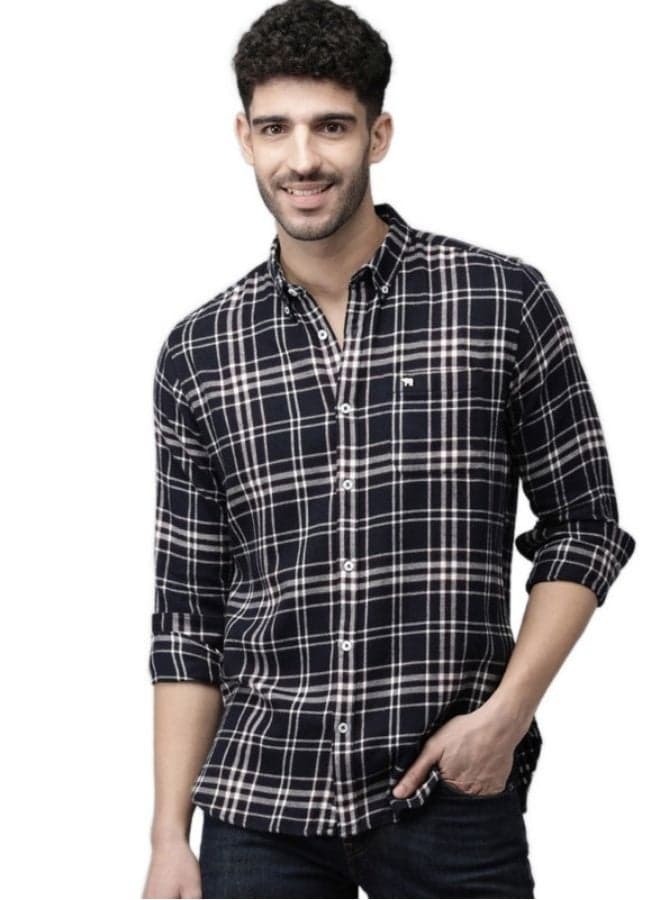 Men’s Blue Cotton Button-Down Shirt for All Occasions - Image 1
