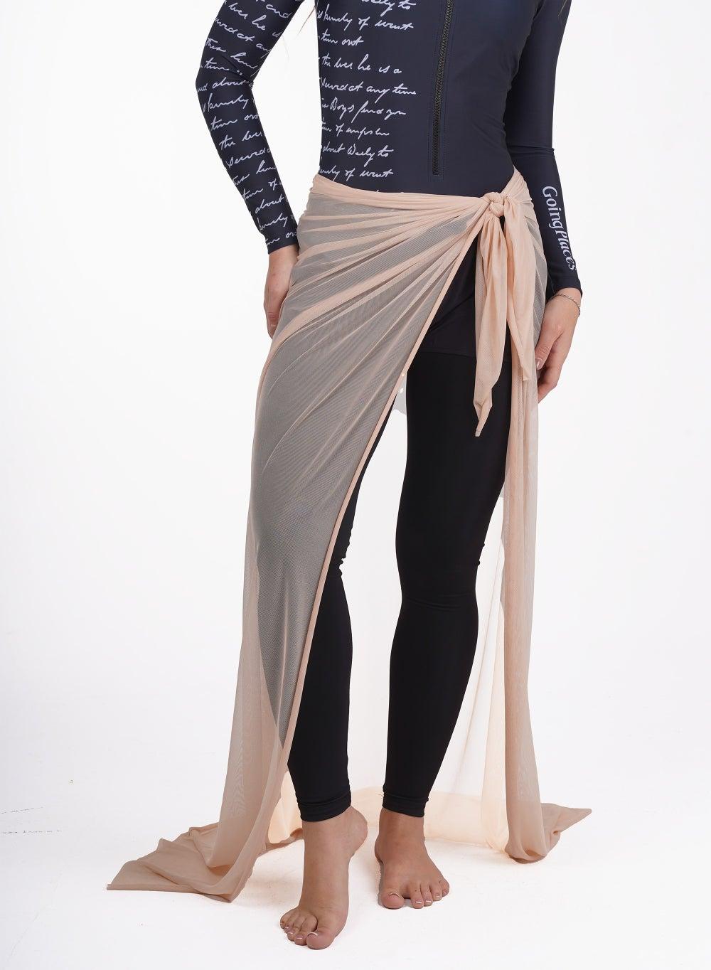 Beige Tulle Beach Cover-Up Sarong - Image 1