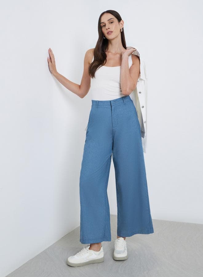 Styli High Rise Wide Leg Jeans – Medium Blue - Image 1