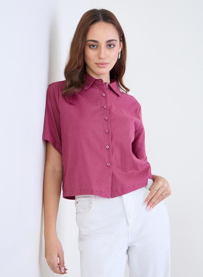 Styli Pink Boxy Fit Dropped Shoulder Shirt - Image 1