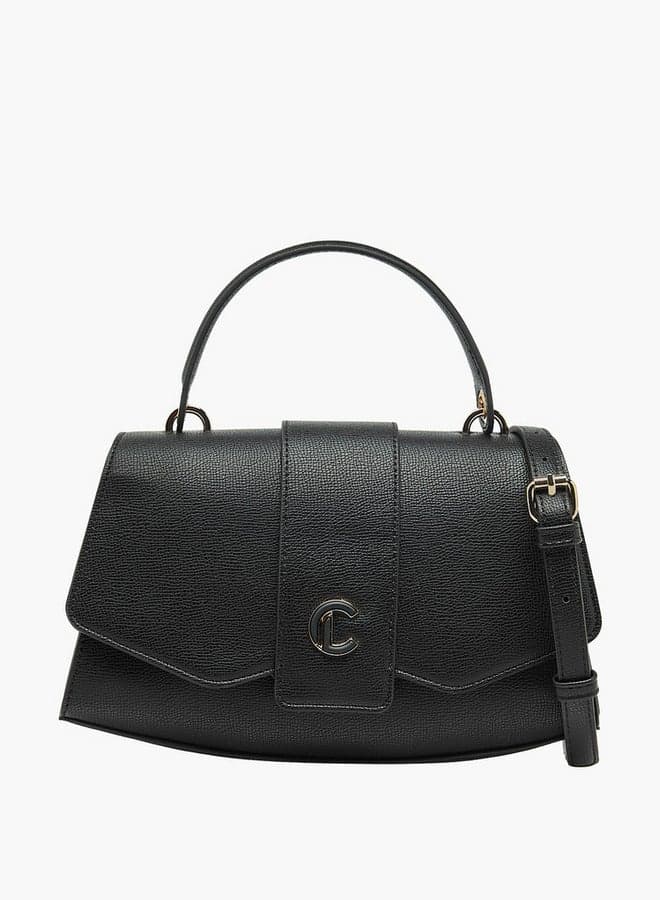 Textured Black Crossbody Satchel Mtc C73272 - Image 1