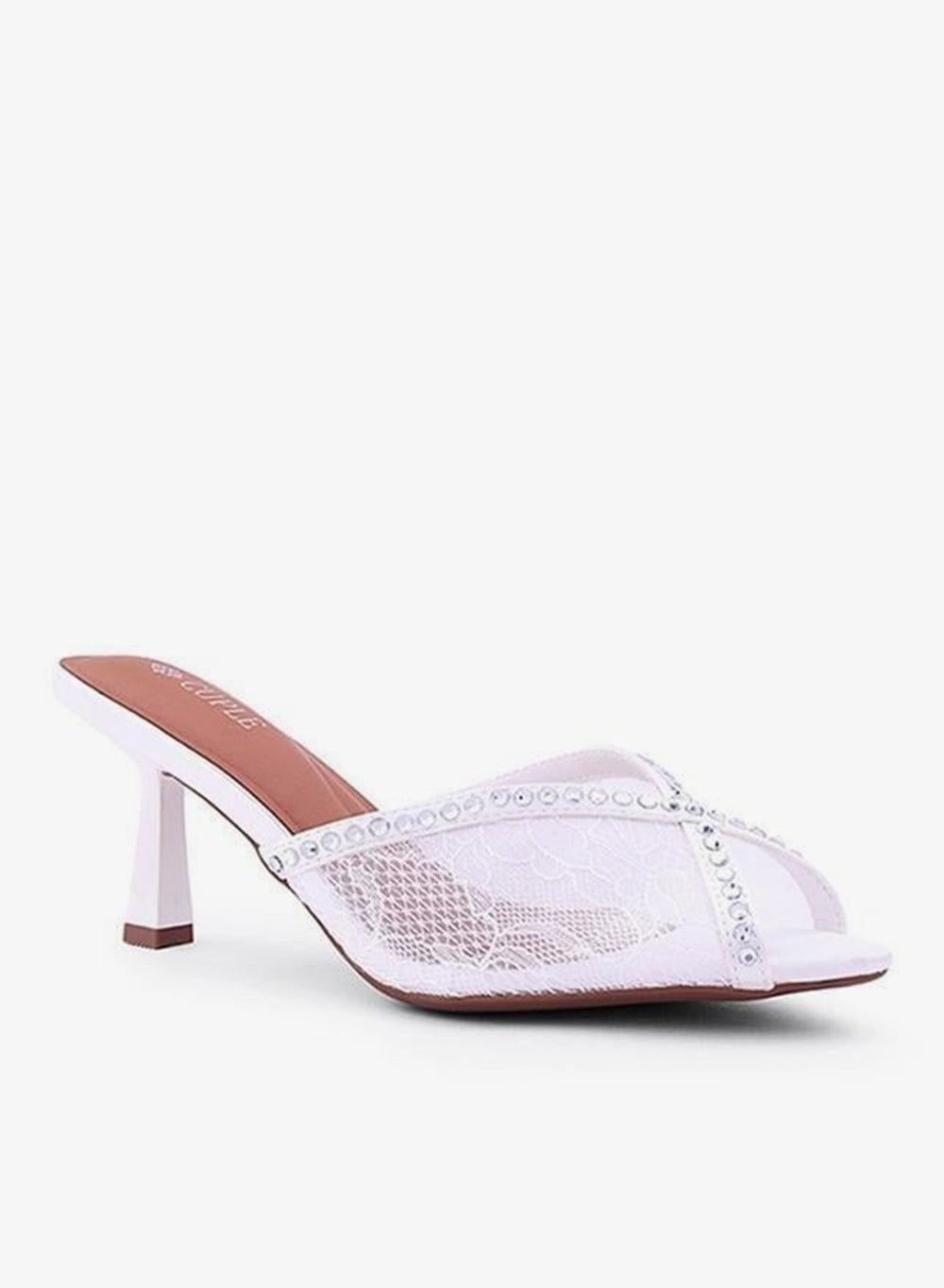 Chic White Evening Heel Mules for Women - Image 1