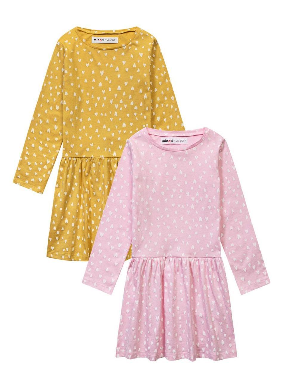 Girls Mustard Two-Pack Long Sleeve Printed Dresses - Image 1