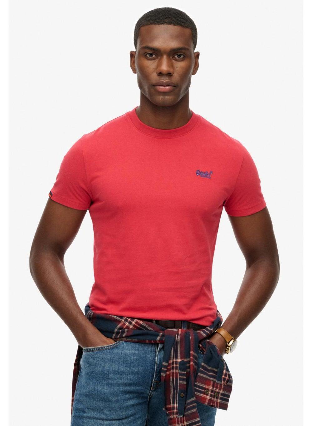 Organic Cotton Slim Fit Logo T-Shirt Cranberry Red - Image 1