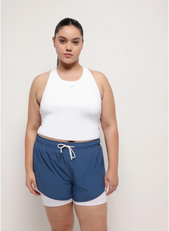 Pearl White High-Impact Racerback Sports Bra - Image 1