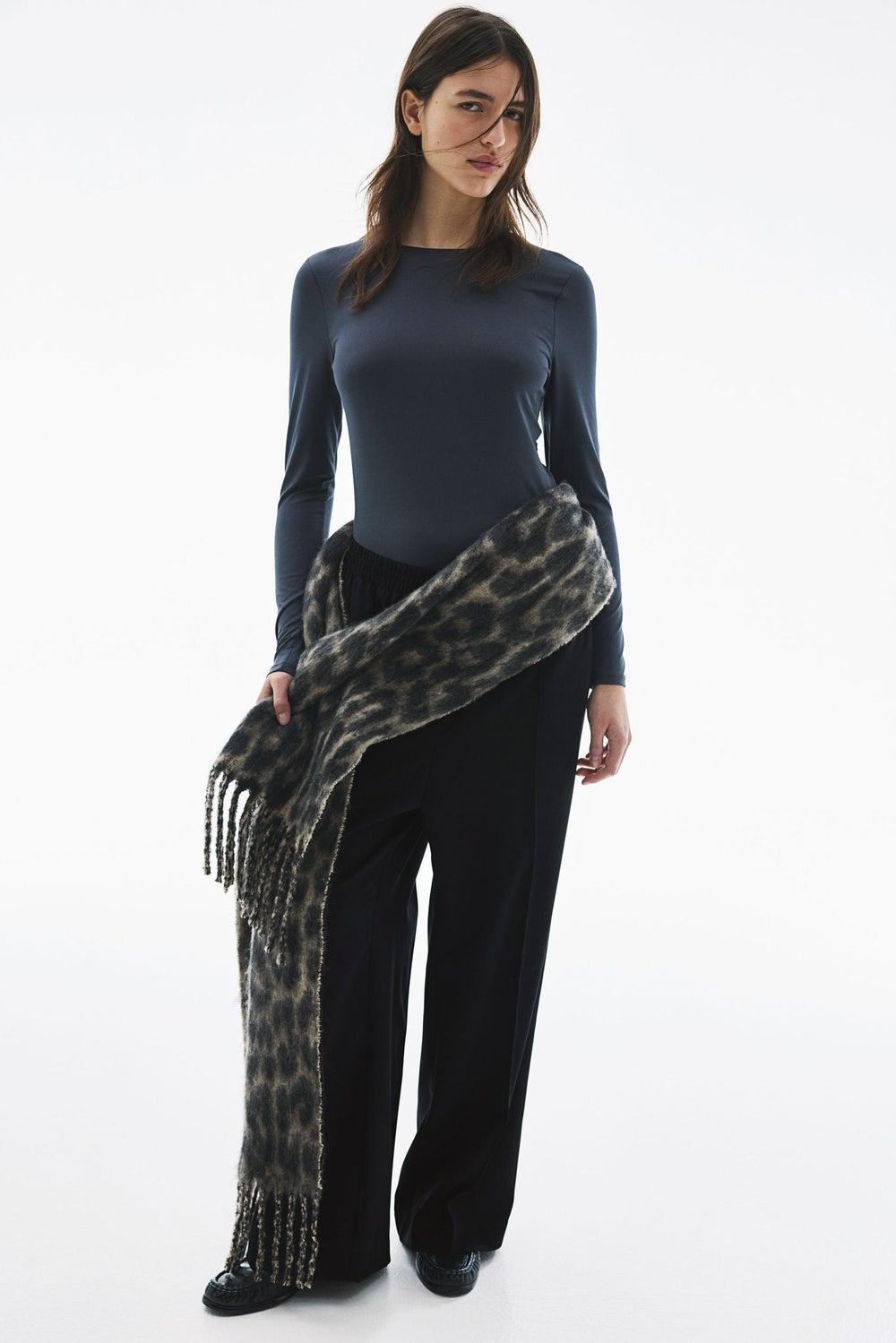 Black High-Waist Wide Leg Crease Trousers - Image 1