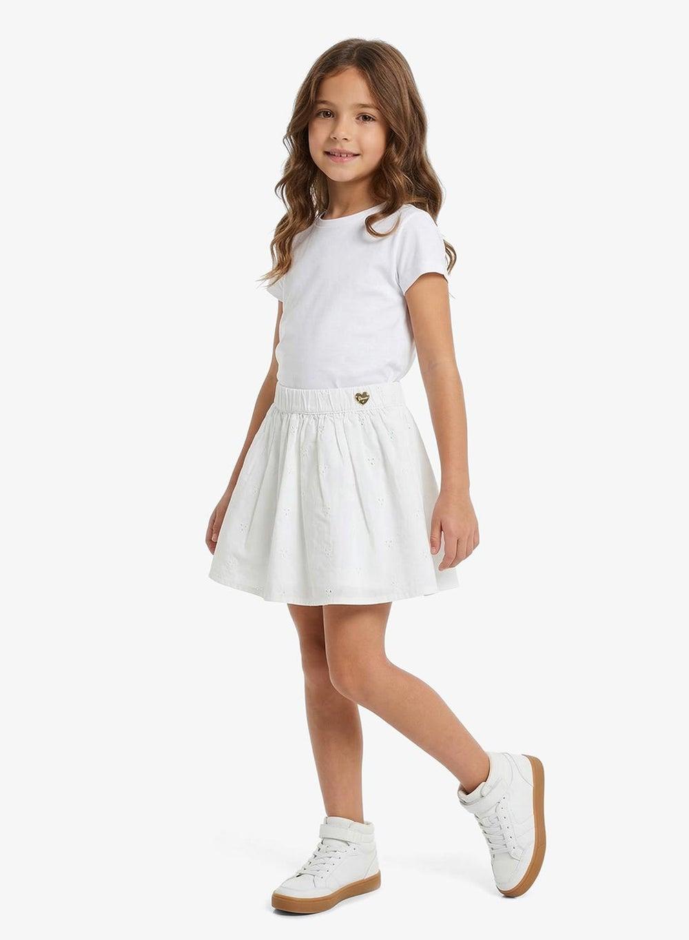 Girls White Sangallo Midi Skirt K5Gd11Wh710 - Image 1