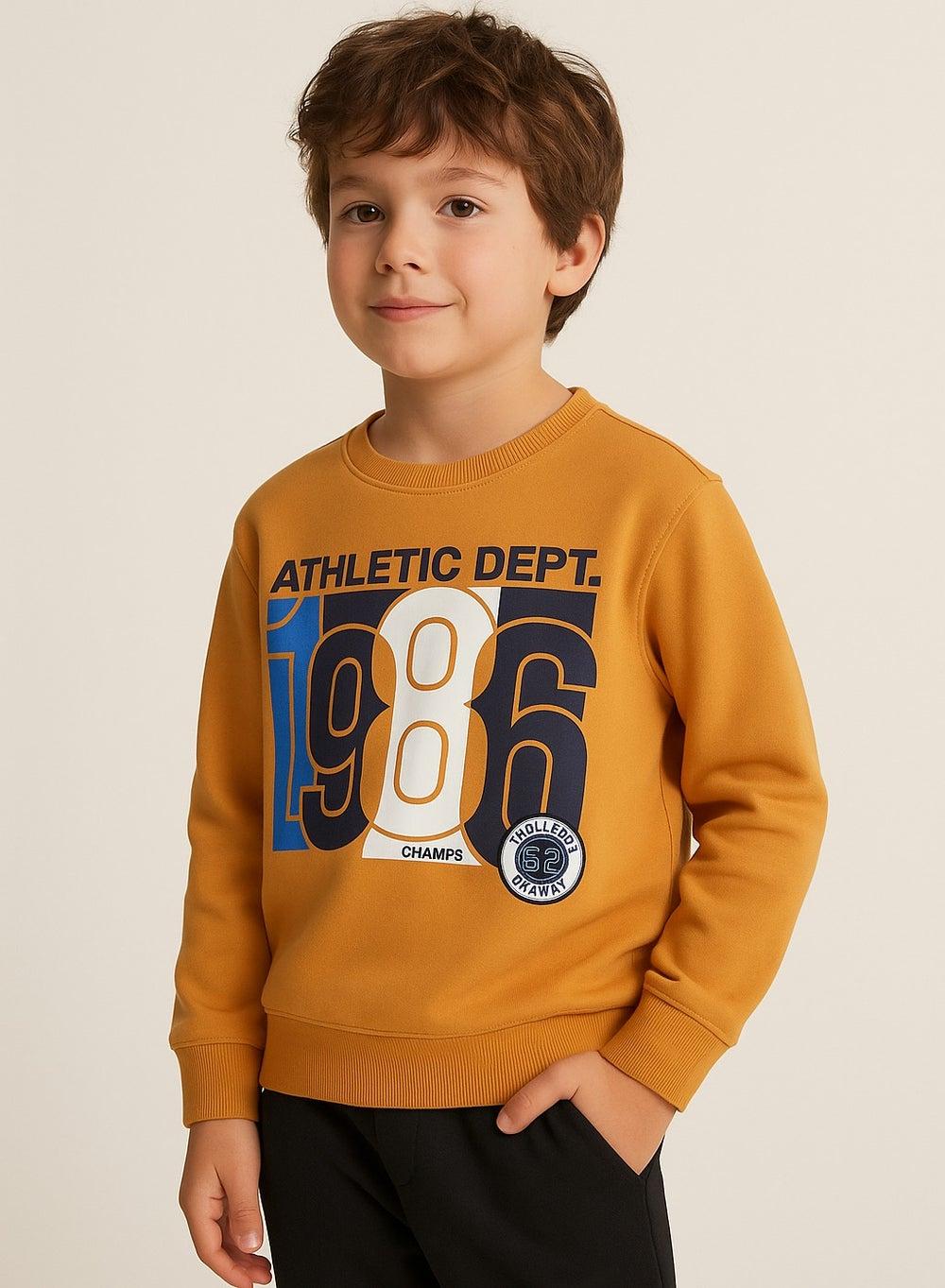 Boys Mustard Yellow Athletic Dept 1986 Sweatshirt - Image 1