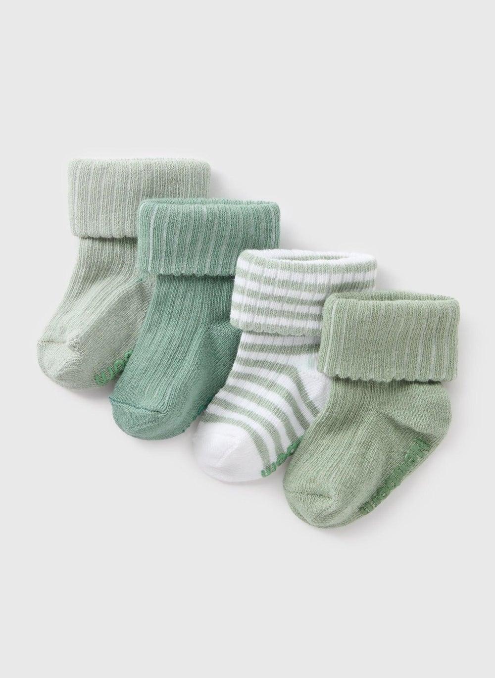 4 Pack Sage Ribbed Baby Socks Set - Image 1