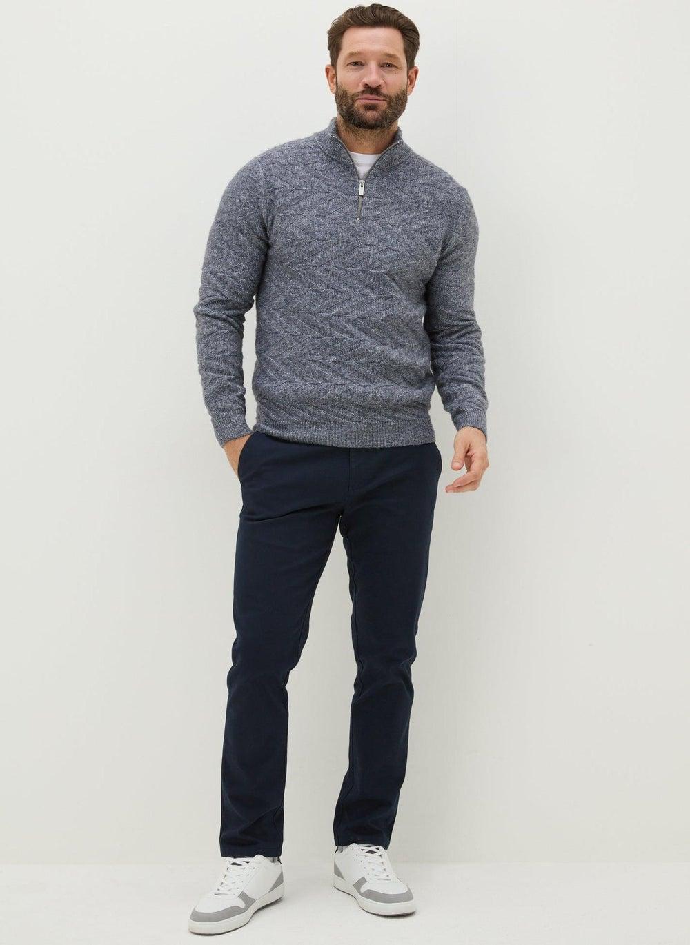 Navy Slim Fit Cotton Chinos – Modern Tailored Essential - Image 1