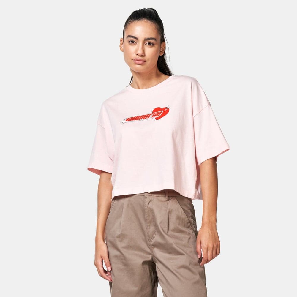Converse Y2K Heart Cropped T-Shirt Brown - Image 1