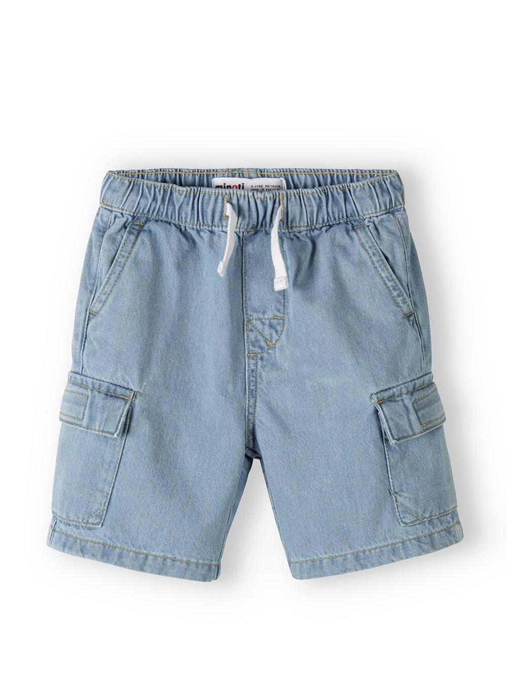 Light Blue Denim Combat Shorts Elastic Waist Boys - Image 1
