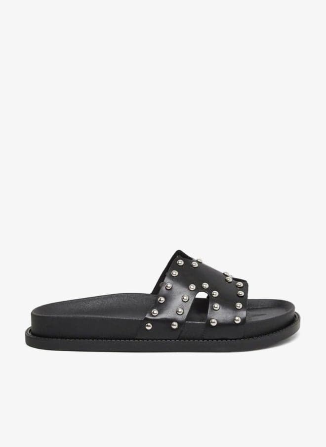Studded Vamp Open Toe Flat Sandals - Image 1