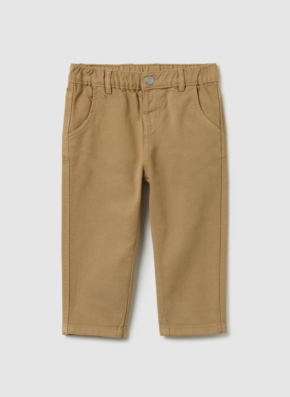 Fagottino Beige Cotton Blend Boys Trousers Regular Fit - Image 1