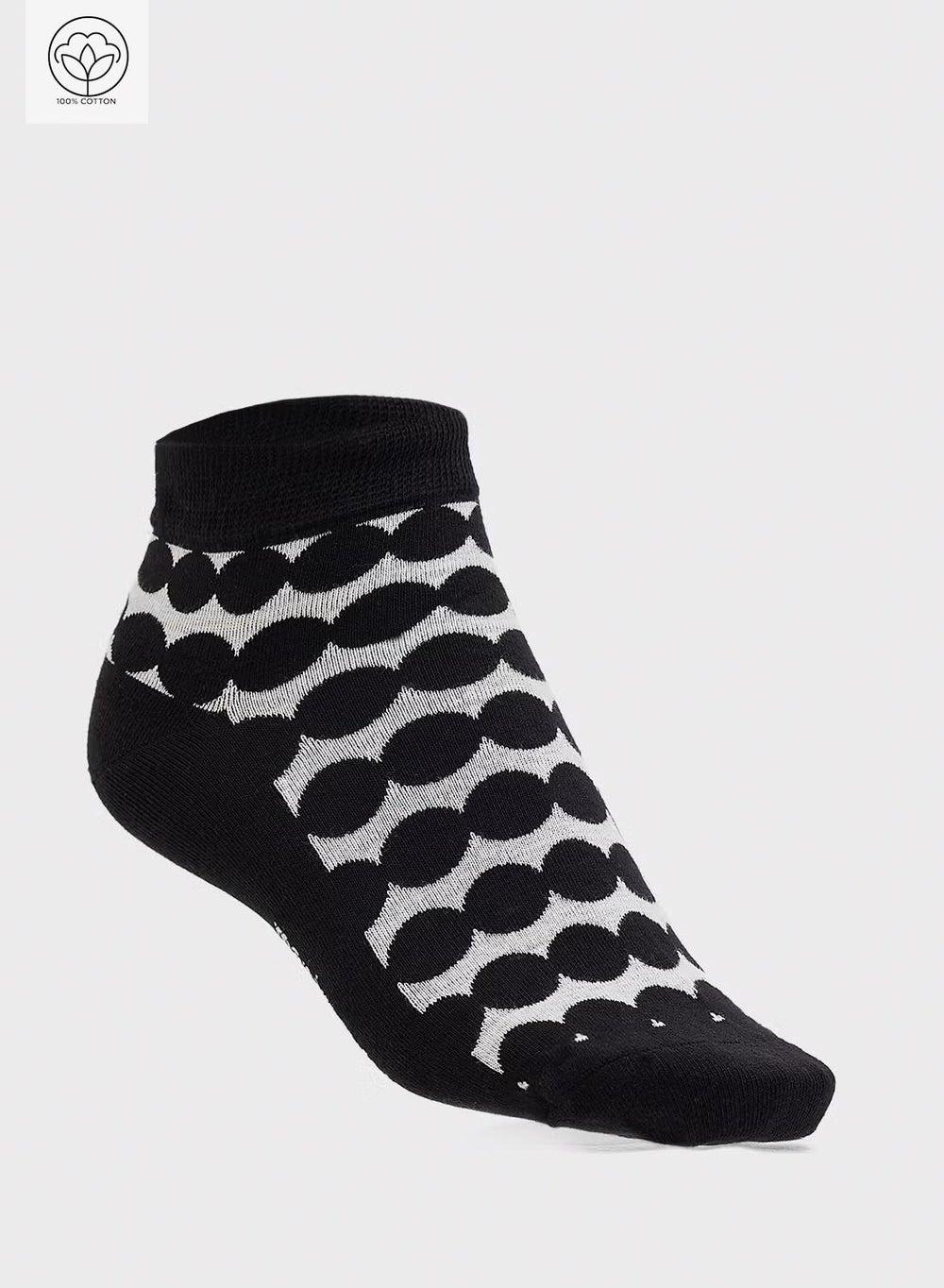 Black Polka Dot Cotton Ankle Socks Y250525009 - Image 1