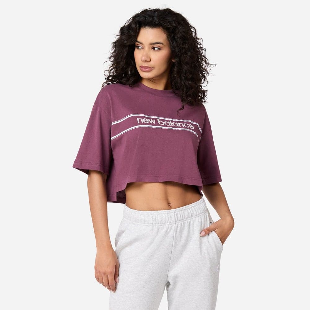 New Balance Women's Linear Logo Oversized T-Shirt Purple - Image 1