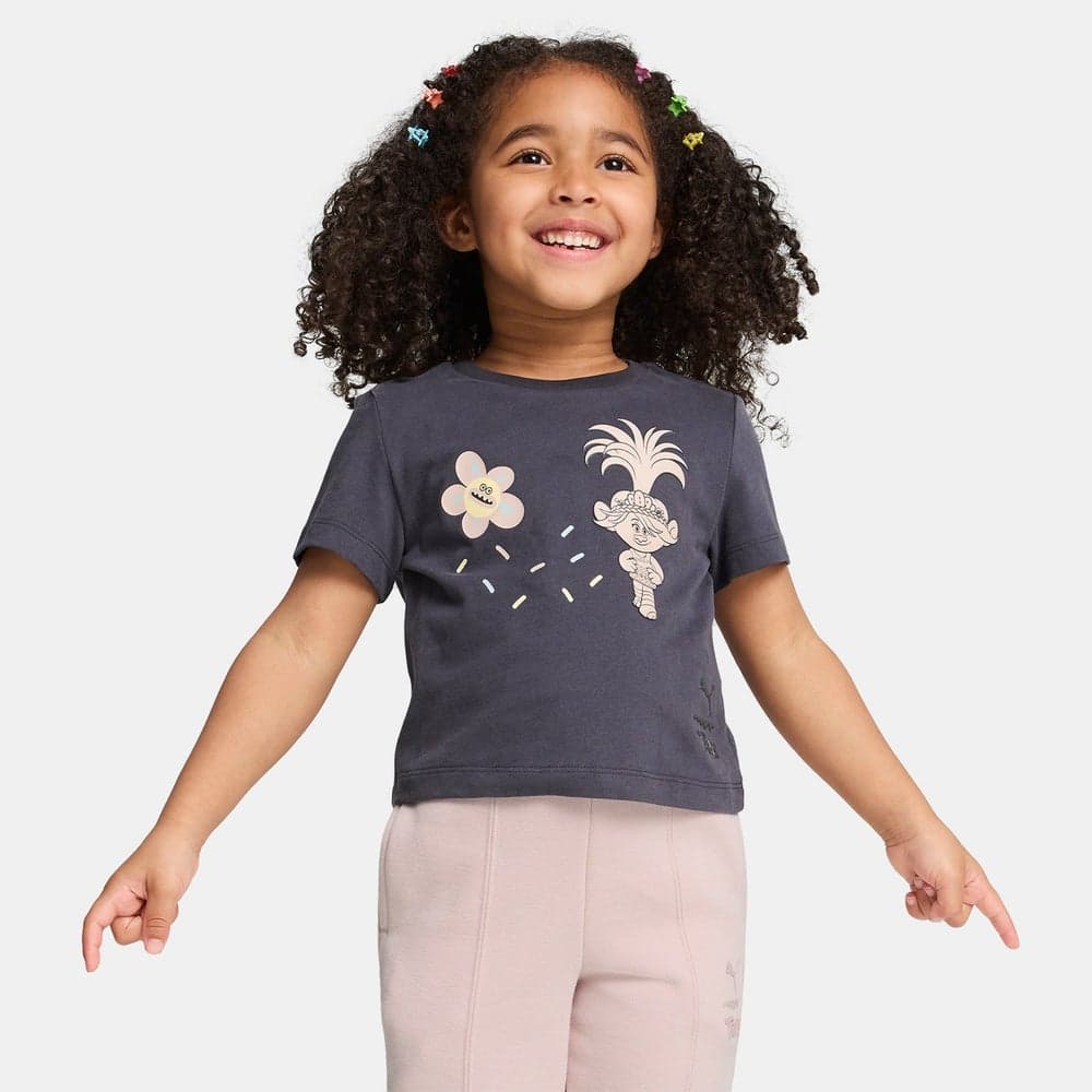 PUMA Kids' x Trolls Graphic Tee Grey Cotton - Image 1