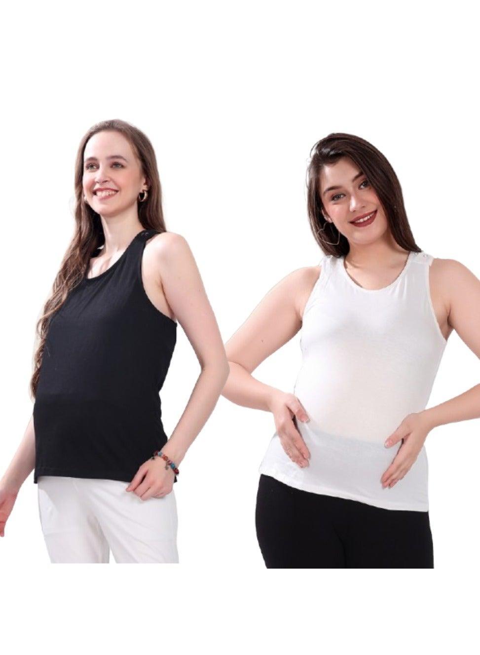 Maternity Nursing Tank Top Set – Soft Viscose 2 Pack - Image 1