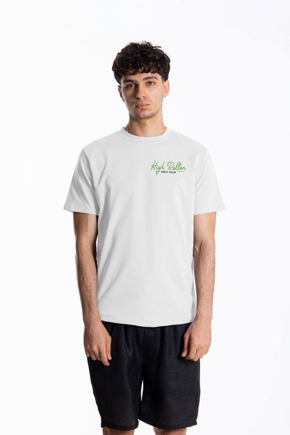 Slim Printed Cotton Blend T-Shirt in White - Image 1