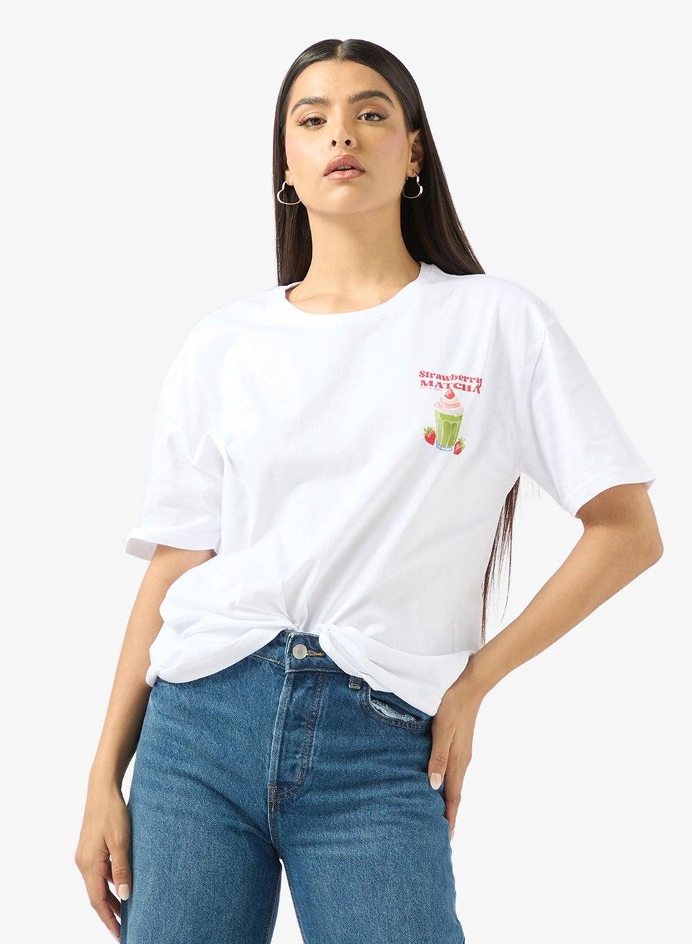 Oversized Matcha Graphic Cotton T-Shirt Nmts41 - Image 1