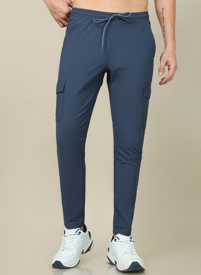 Technosport Navy Slim Fit 4-Way Stretch Cargo Pants - Image 1