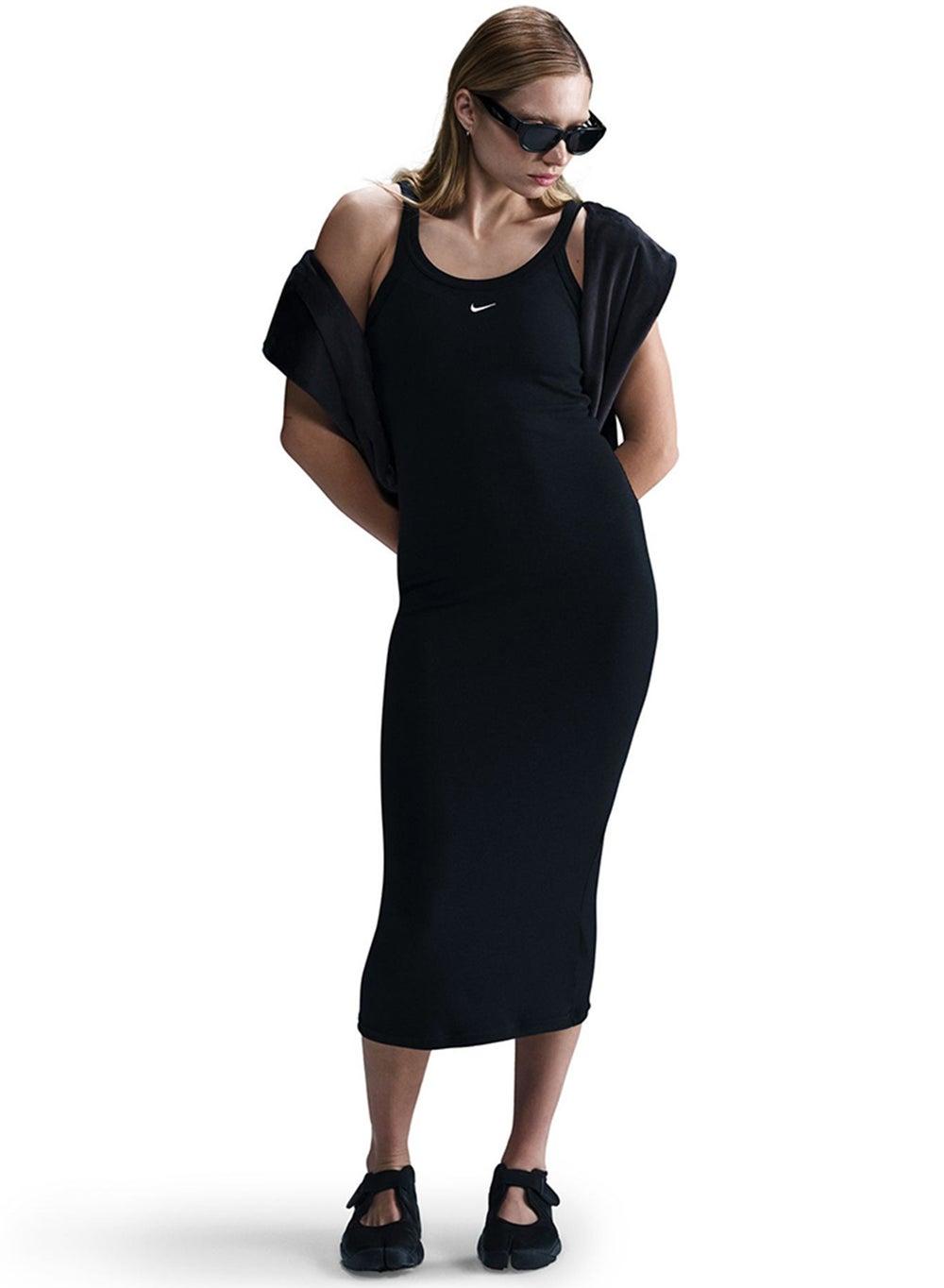 Hj0710 010 Black Sleeveless Bodycon Midi Dress - Image 1