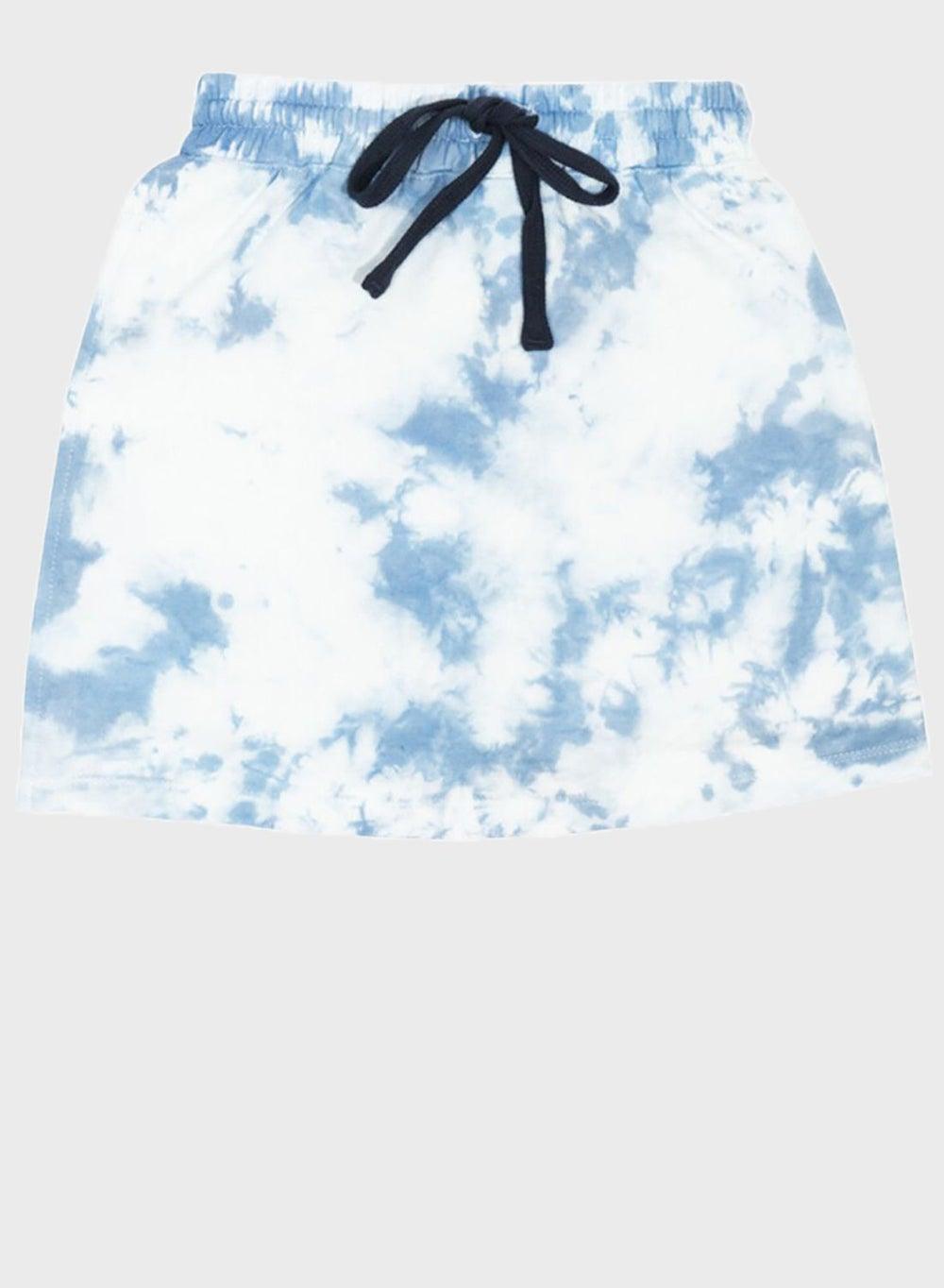 Girls Blue Tie Dye Midi Skort with Drawstring - Image 1