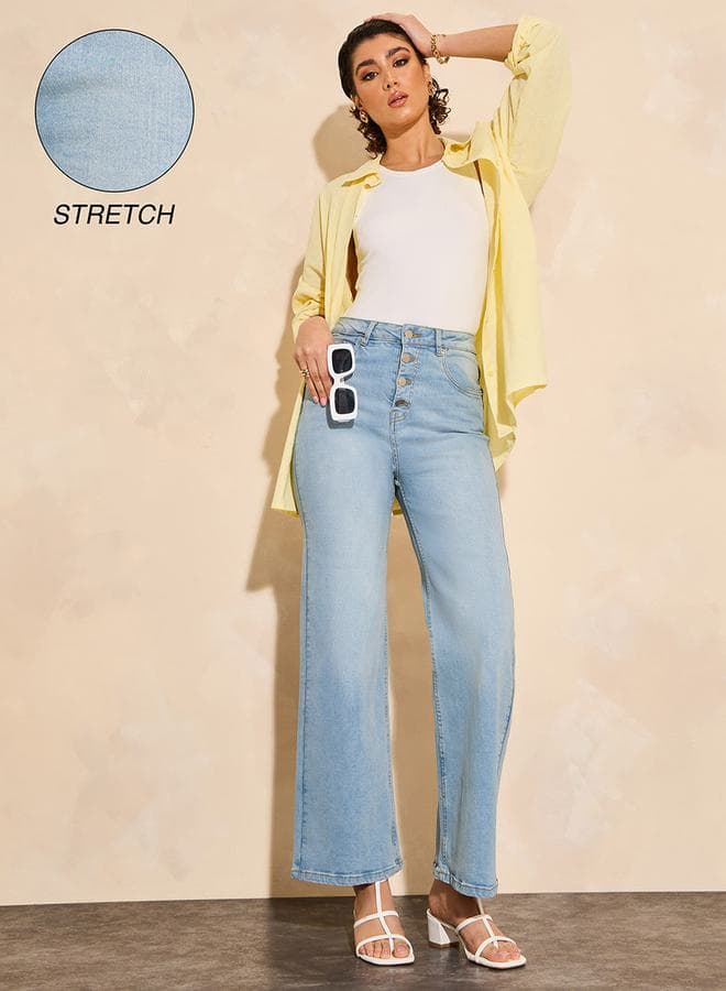 Medium Blue 7005543340 High-Rise Wide Leg Jeans - Image 1