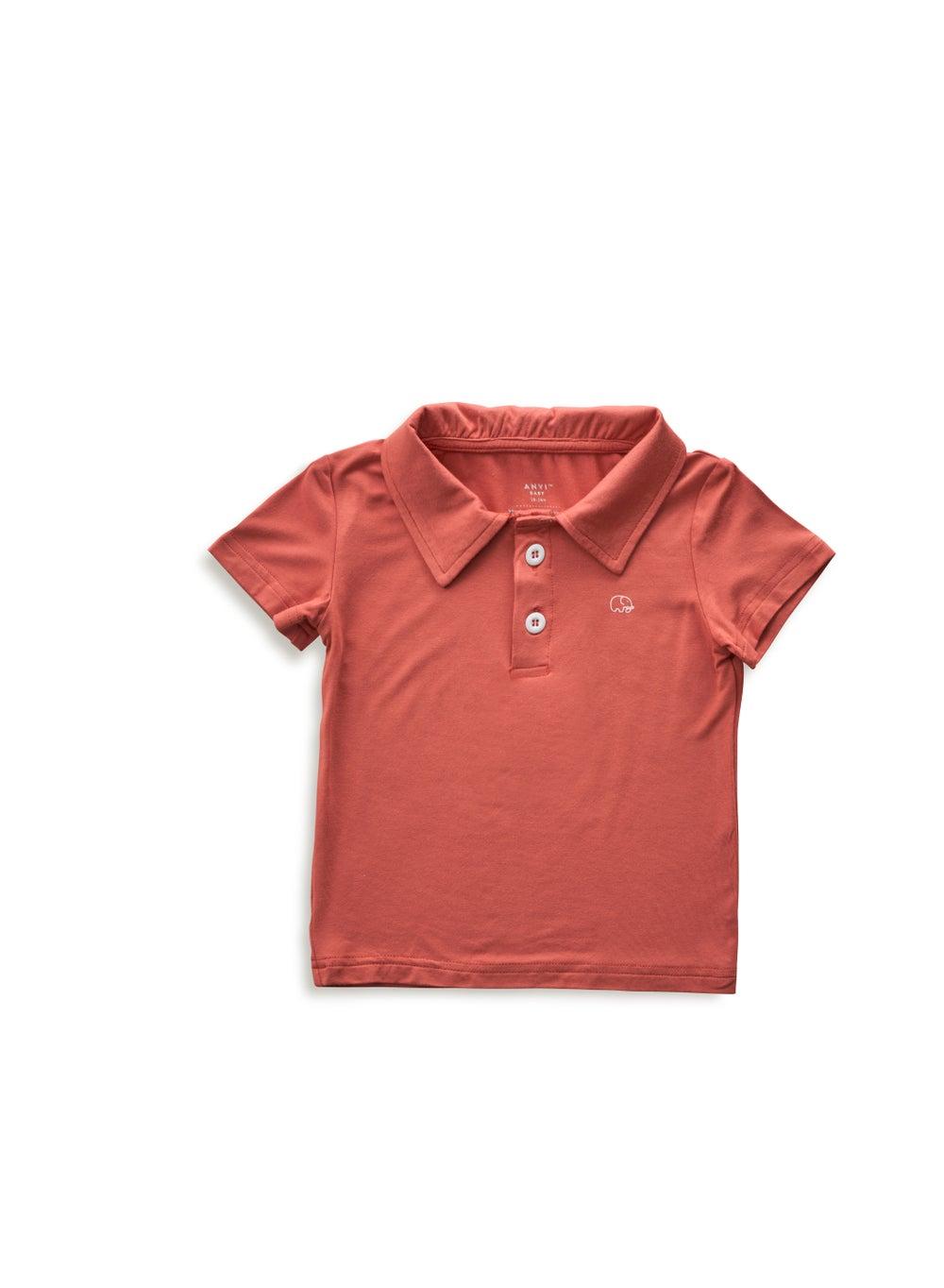 Maroon Bamboo Spandex Girls Polo T-Shirt - Image 1