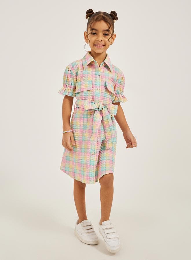 Pastel Plaid Midi Shirtdress 2112066220Multi - Image 1