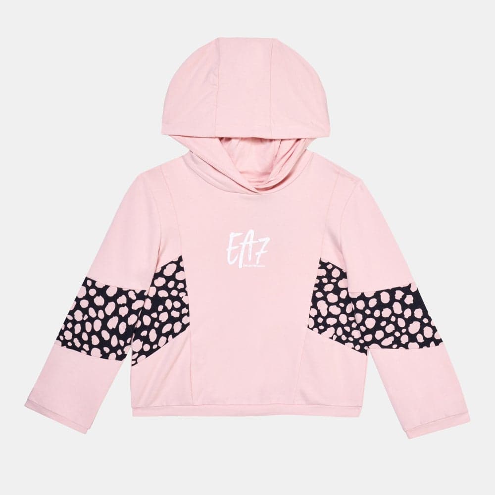 Emporio Armani Kids Graphic Hoodie Pink Cotton Blend - Image 1