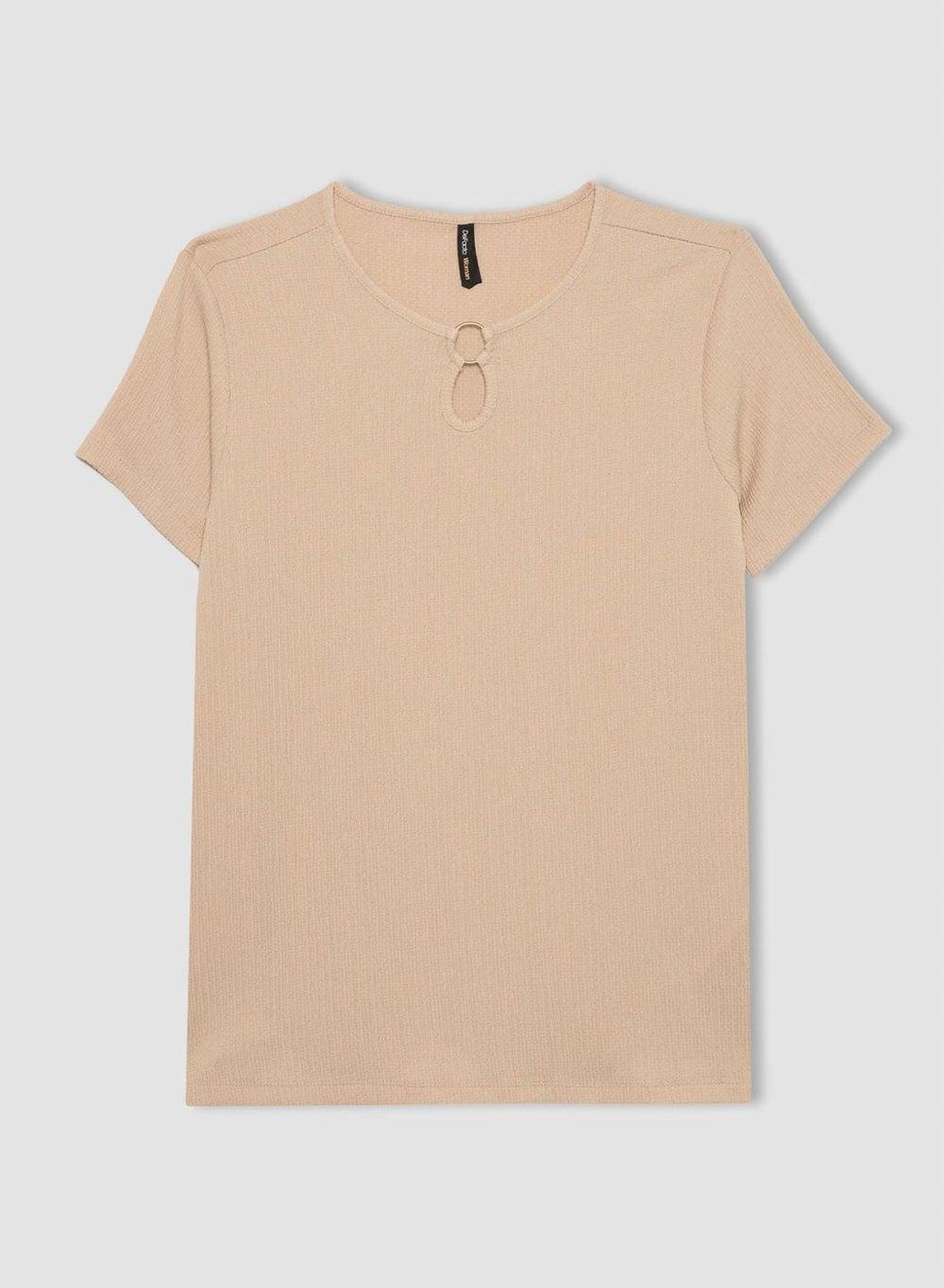 Beige Relax Fit Cotton T-Shirt C0194Ax - Image 1