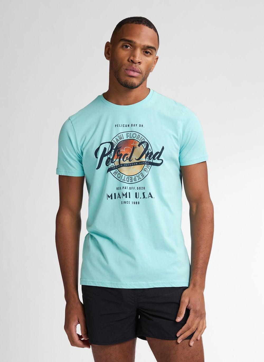 Men’s Classic Print Aqua T-Shirt SS - Image 1